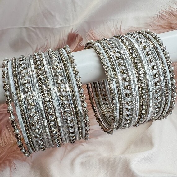 Silver bangles set deals