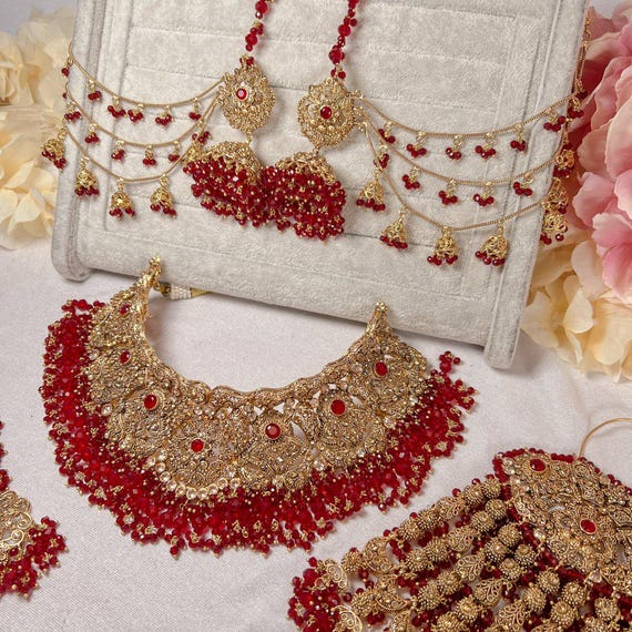 Red bridal necklace best sale