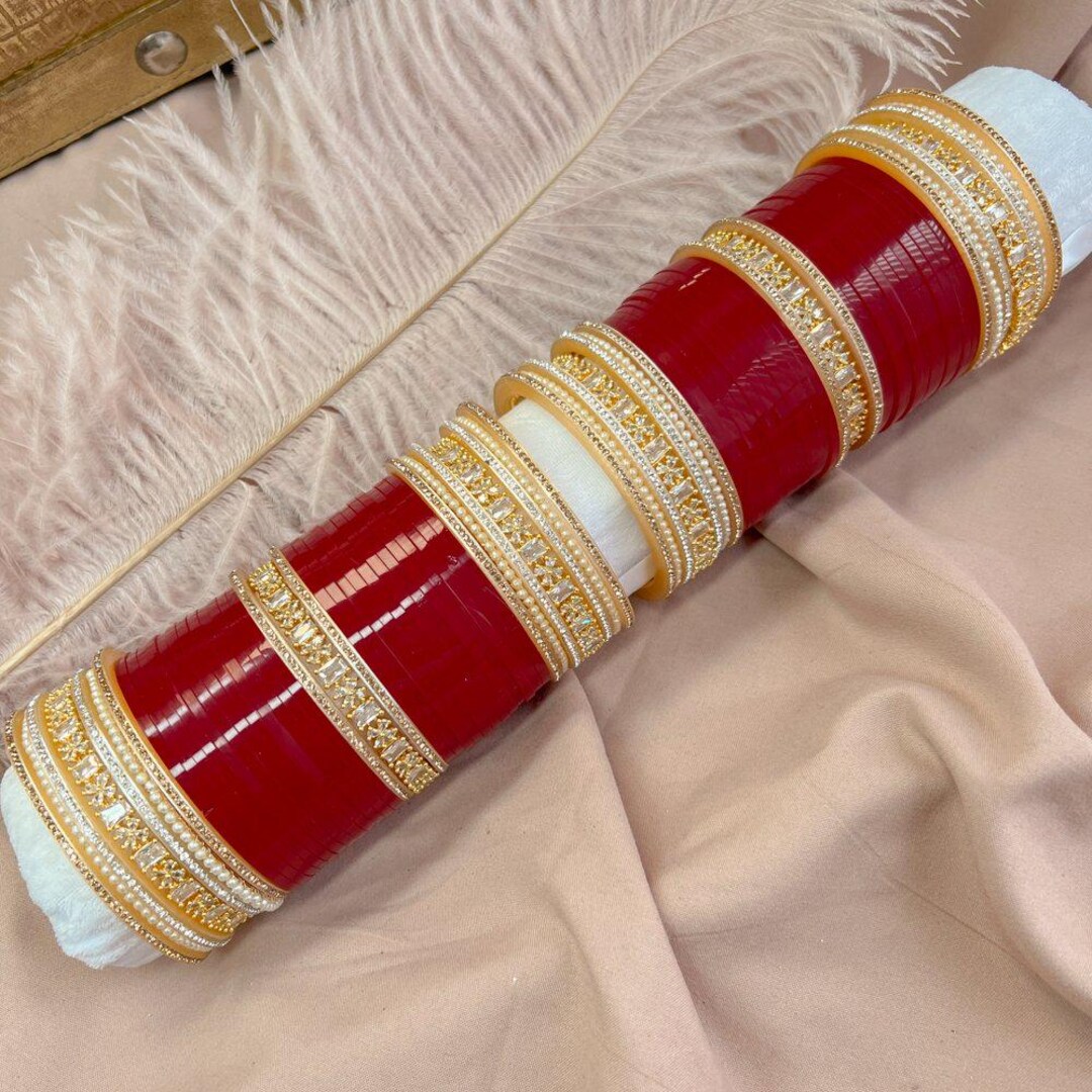 Crystal Detail Luxury Chura Set - Etsy