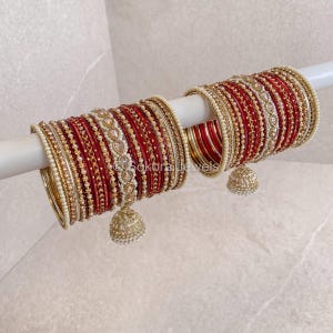 Aafiya Bridal Bangle Set - Maroon/Champagne