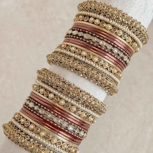 Ensemble de bracelets de mariée en or antique et moka