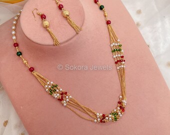 Red and Green Chain Mala Set