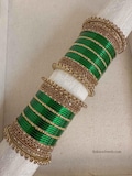 Regal Green and Golden Bangles Stack