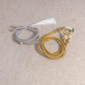 Extra Thread Necklace Chain: Gold Silver Replacement Dori Clasp Clip on Adjustable Necklace Accessory Zari Thread Cord