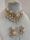 Narinder Faux Kundan Choker Set White Gold Pearl Indian Jewelry Pakistani Wedding Guest Party Eid Traditional Sokora Jewels