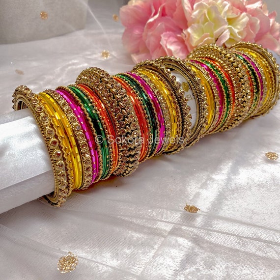 Maharani Bridal Bangle Set Multicolour Etsy Canada