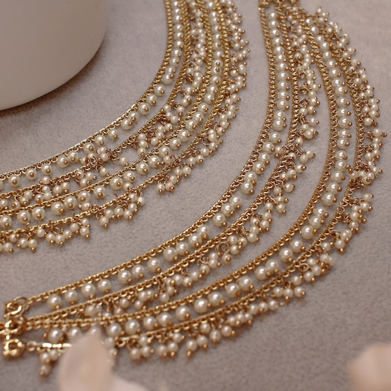 Antique Gold and Pearl Detail Earring Chains