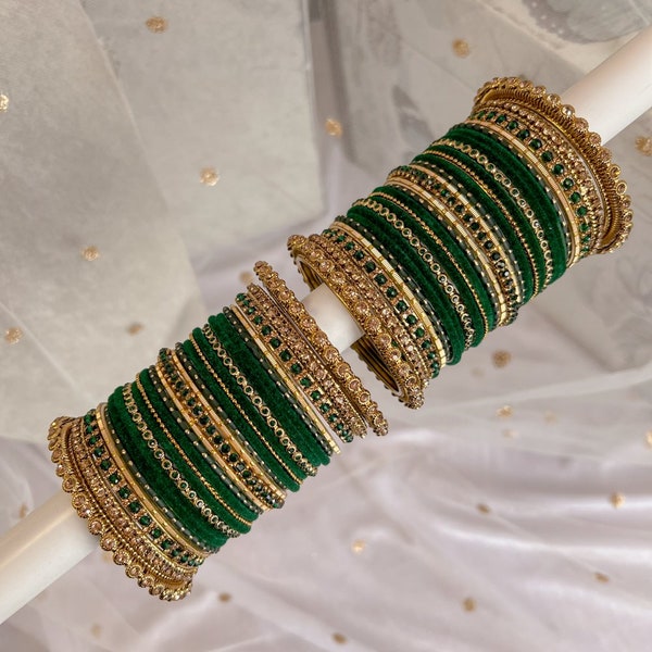 Meera Green Bangle stack