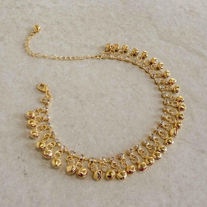 Gold Tone Ghungroo Anklet Bridal Payal (Sold Individually For One Foot) Janjra Foot accessories Desi Tradional Bell Lightweight