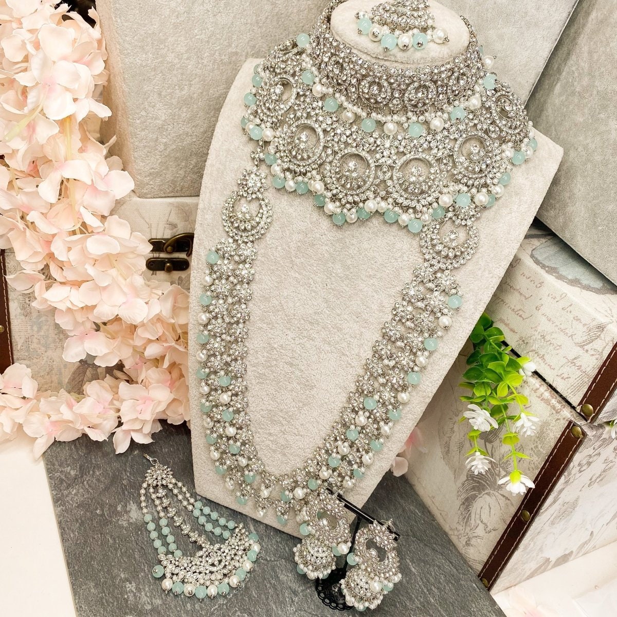 Buy Crystal Drop Necklace Set, Silver Bridal Wedding Crystal Jewelry, Bridal  Necklace Set, Bridal Vine Necklace Set, Wedding Necklace Set Online in  India - Etsy