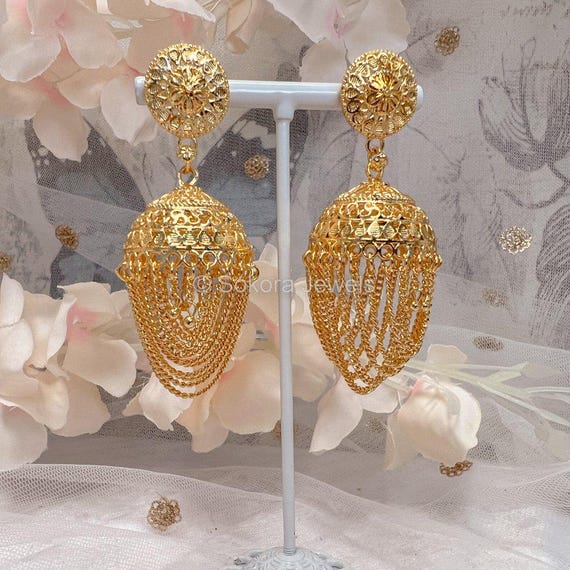 Gold jhumka chain best sale
