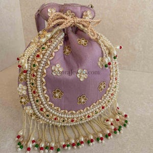 Raw Silk Bead Detail Potli Bag - 6 Colour Options - SOKORA JEWELSRaw Silk Bead Detail Potli Bag - 6 Colour Options