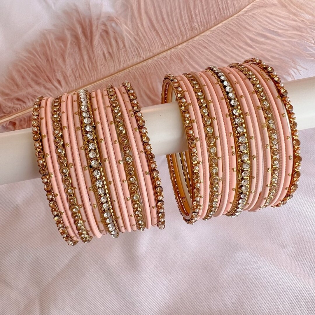 Small Light Peach Bangle Set Etsy Australia