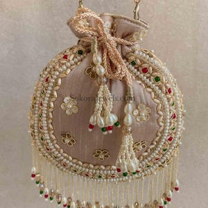 Raw Silk Bead Detail Potli Bag - 6 Colour Options - SOKORA JEWELSRaw Silk Bead Detail Potli Bag - 6 Colour Options