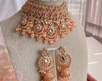 Marni Faux Kundan Choker Set - Peach