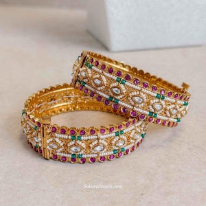 Royal Kundan Kada Bangles – (Sold as Pair)