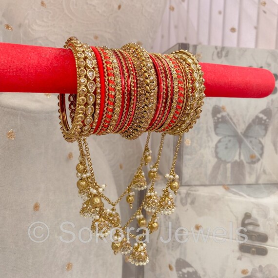 Connected Jhumka Bangles Etsy