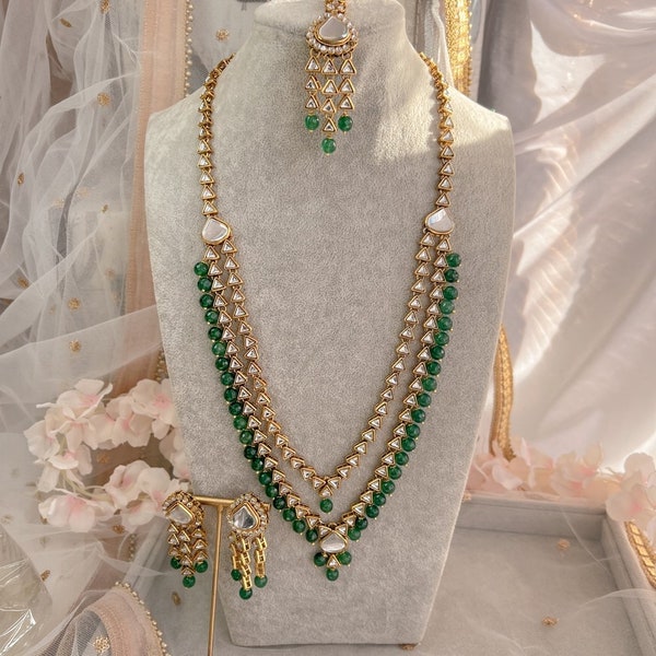 Shila Long Necklace set - Green