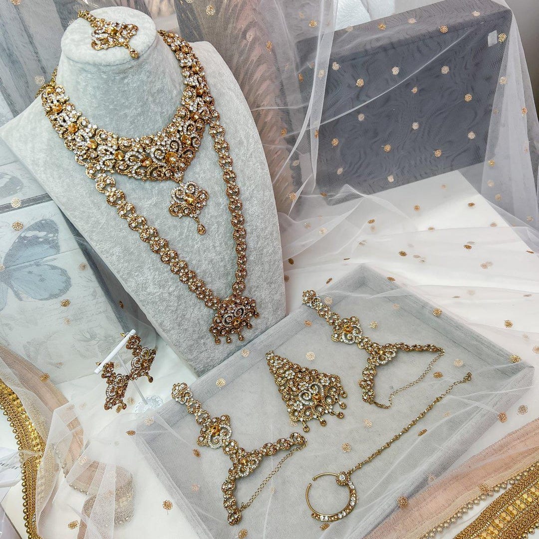 Almas Full Bridal Set - Antique Gold - Etsy