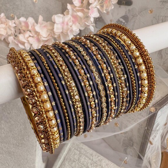 Navy Blue Bangles Set
