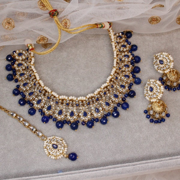 Ensemble Faux Kundan Asmita - Marine