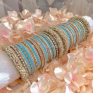Thanjina Light Blue Bangle stack
