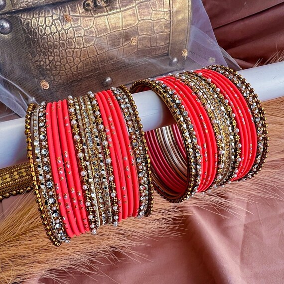 Peach bangles best sale set
