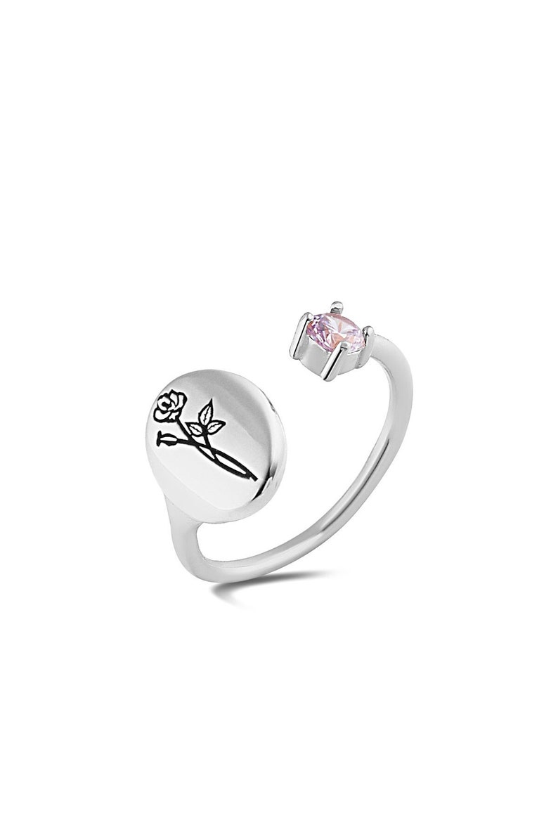 Birth Flower Birthstone June Birth Flower Open Ring June Etsy