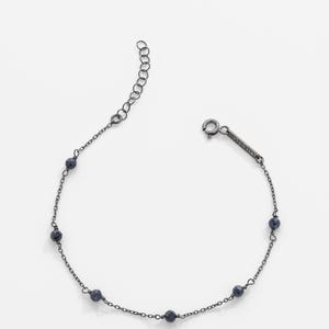 Natural Gemstone Serenity Women’s Bracelet – Sapphire or Pink Tourmaline, 925 Sterling Silver