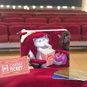 Minitasche mit Katzen im Kino für EC-Karte, Kleingeld, Führerschein