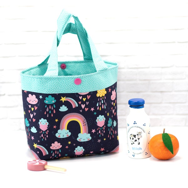 Kindertasche mit Regenbogen buntem Regen