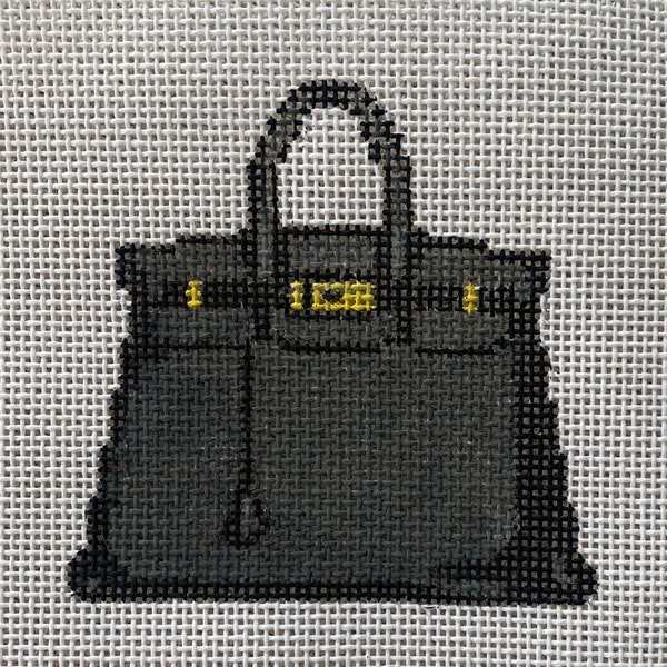 Black Birkin Bag Needlepoint Canvas on 18-Mesh