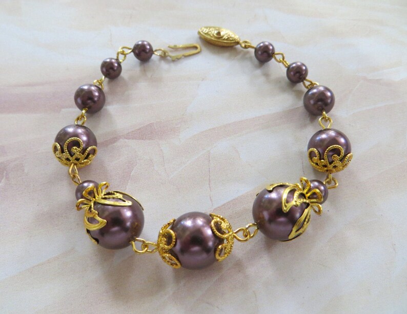 Burgundy Earrings Filigree Gold Pearl Drop Earrings Antique Jewelry Mom Gift Friendship Gift for Her Women Vintage Burgundy Pearl Earrings