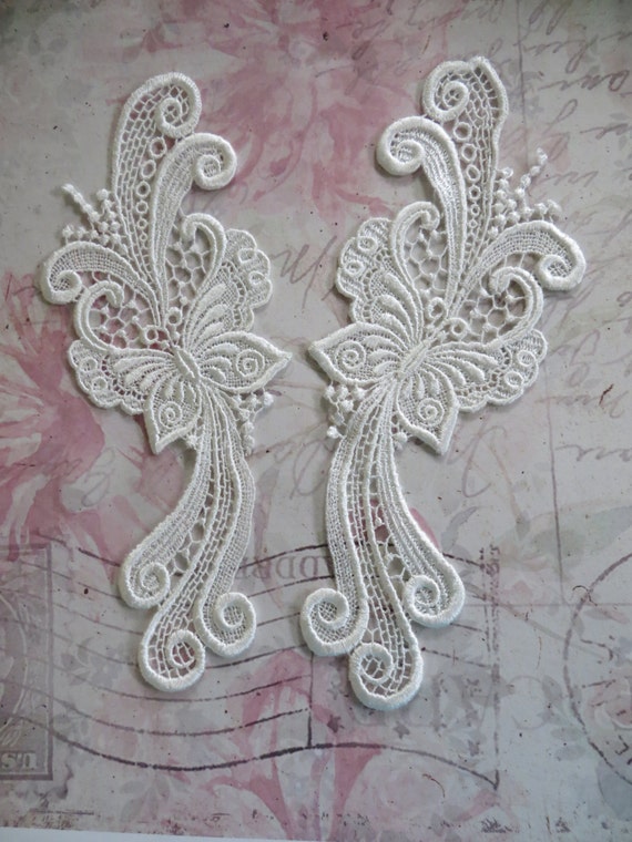 Venice Lace Applique Medium Butterfly x 2 Venice Lace Applique Medium Butterfly x 2