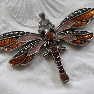 Orange Crystal Dragonfly Butterfly Autumn Spring Silver Charm Gift Metal Connector Craft Jewelry Insect Necklace Pendant Choker Focal Bead