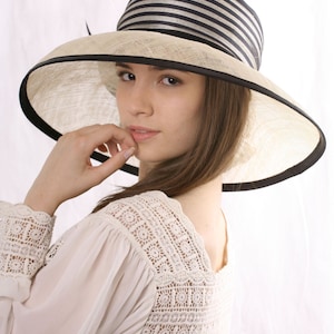 Kentucky Derby Hat Ivory With Black Hat Widebrim Hat Tea - Etsy