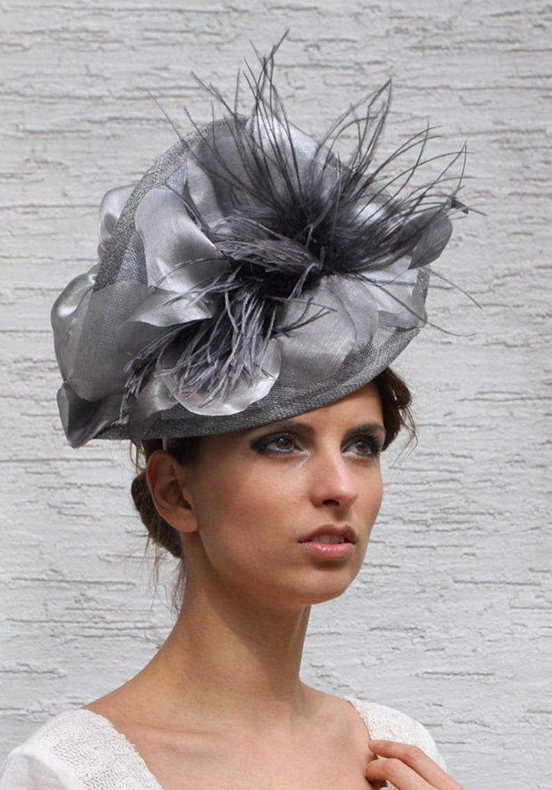 Silver Kentucky Derby Hat Grey Royal Ascot Fascinator Hat - Etsy