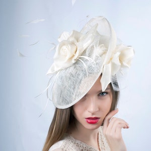Cream Wedding hat, Wedding Hat, Romantic hat, Tea party hat, wedding fascinator, Bridal veiled hat, Bridal fascinator, Ivory fascinator