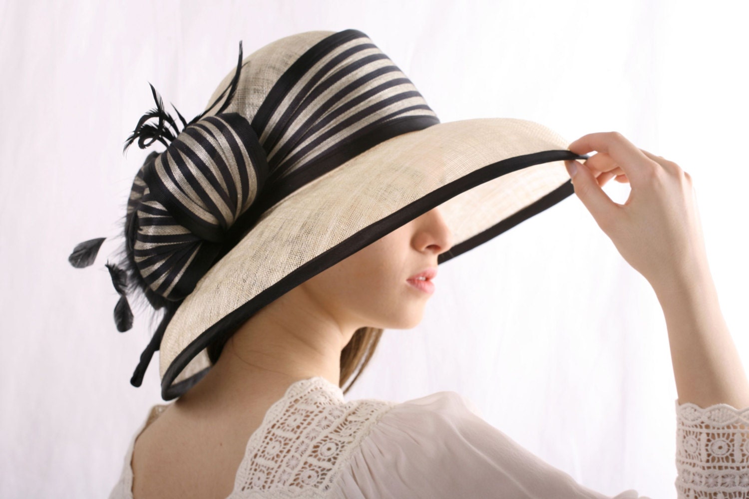 Kentucky Derby Hat Ascot Wide Brim Hat 