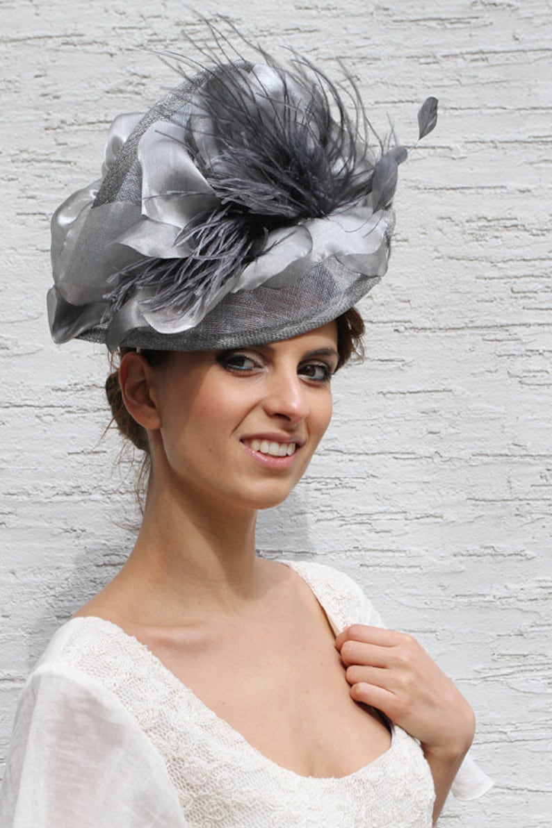 Silver Kentucky Derby Hat Grey Royal Ascot Fascinator Hat - Etsy