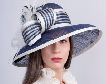 Royal Ascot Hat, Kentucky Derby Hat, Navy Blue Hat  display picture 1