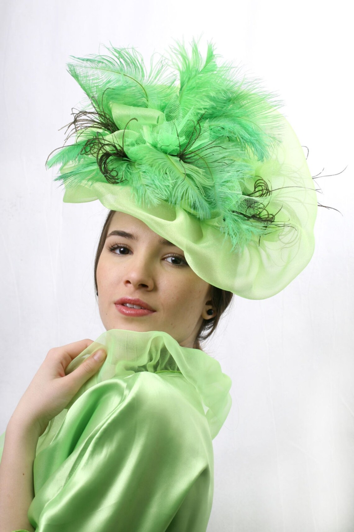 Green Fascinator Hat Kentucky Derby Hat Mint Fascinator Etsy