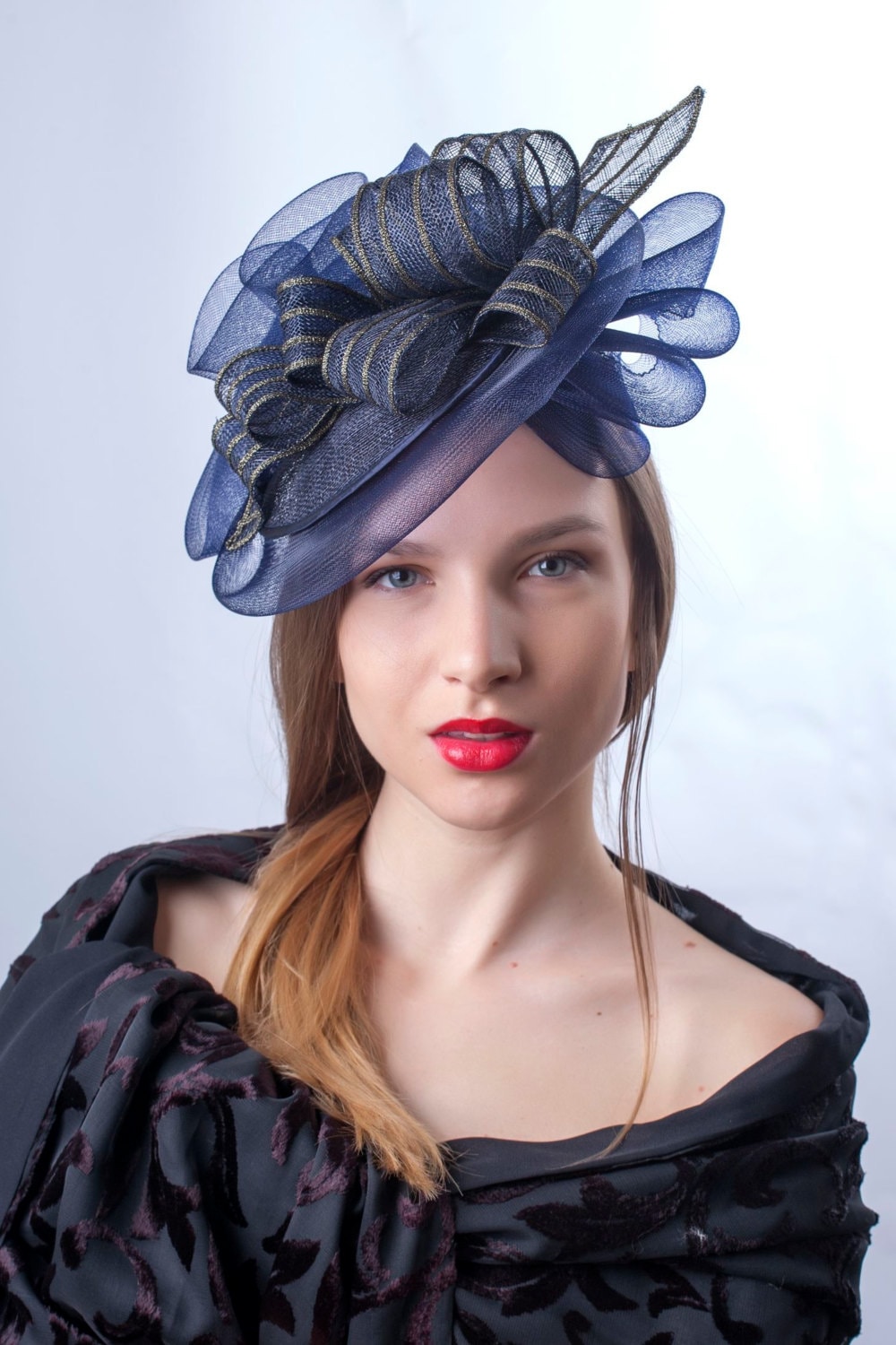 Navy Fascinator Hat, Royal Blue Hat, Kentucky Derby Fascinator, Ascot