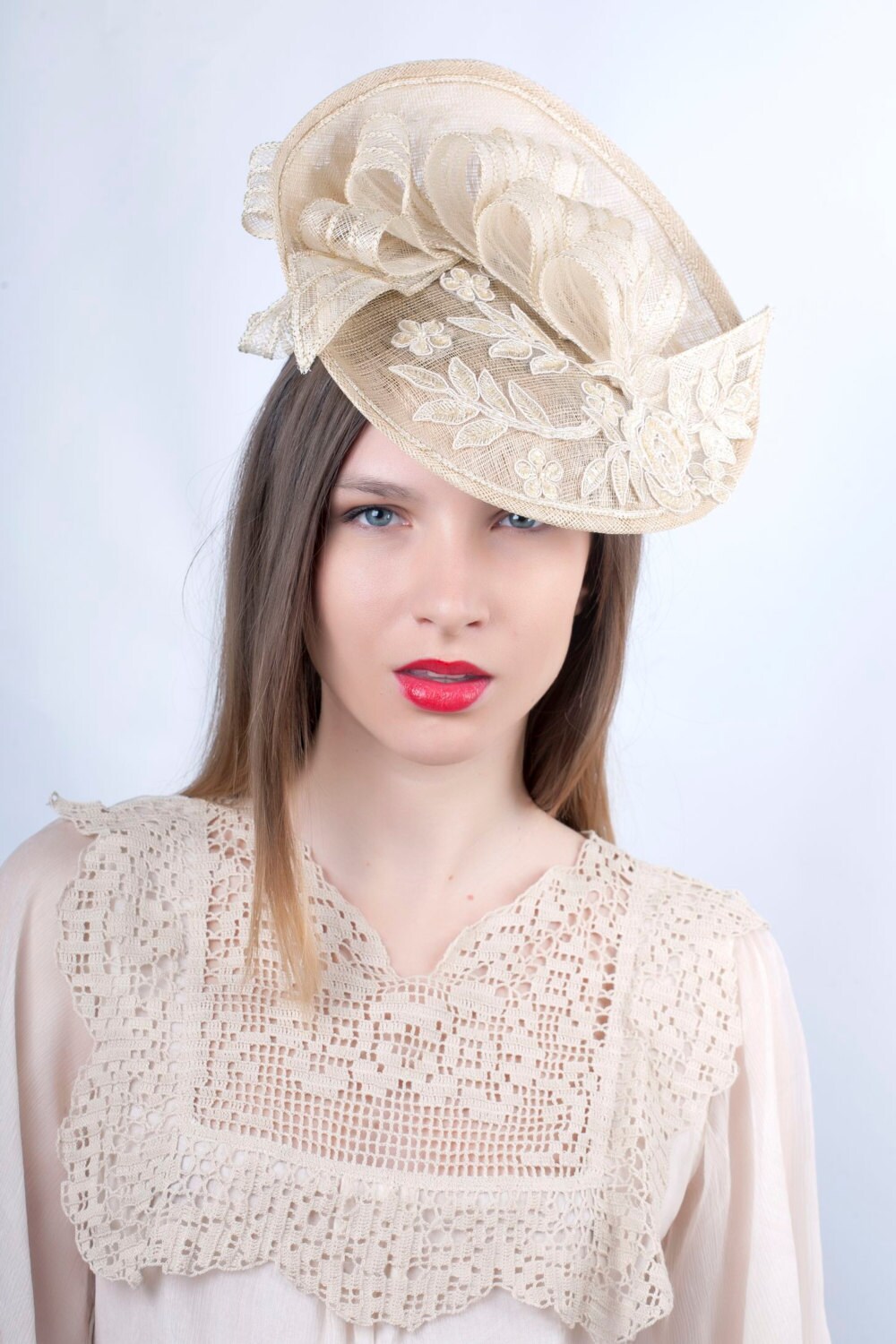 Cream Wedding Hat Wedding Headpiece Romantic Hat Ivory Gold - Etsy