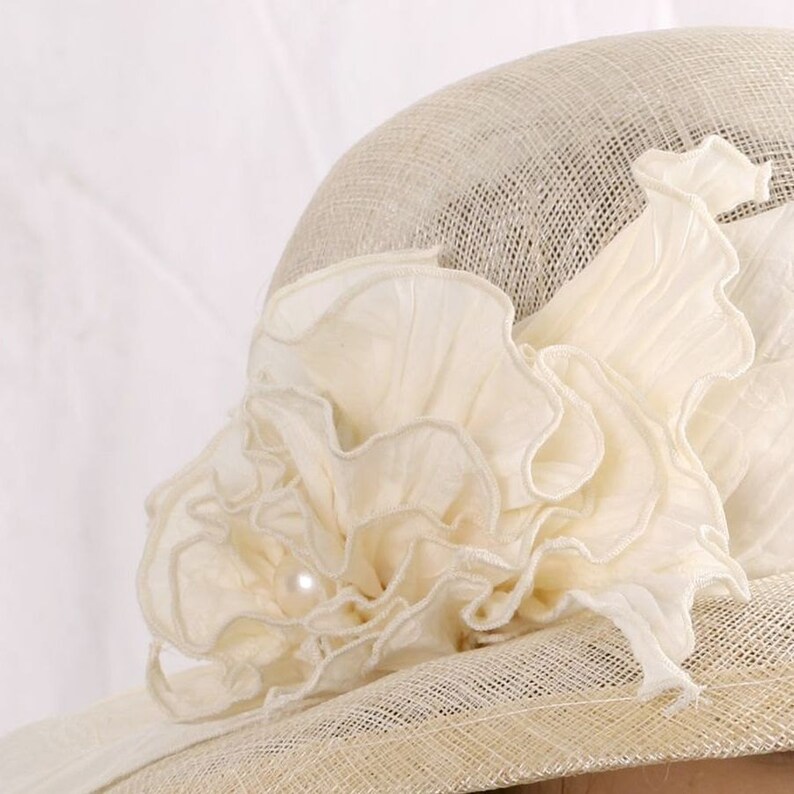Cream Wedding Hat, Widebrim Bridal Hat, Melbourne Cup Hat, Kentucky