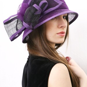 Purple Derby Hat, Cloche Hat, Wedding Hat, Big Bow Hat, Downton Abbey ...