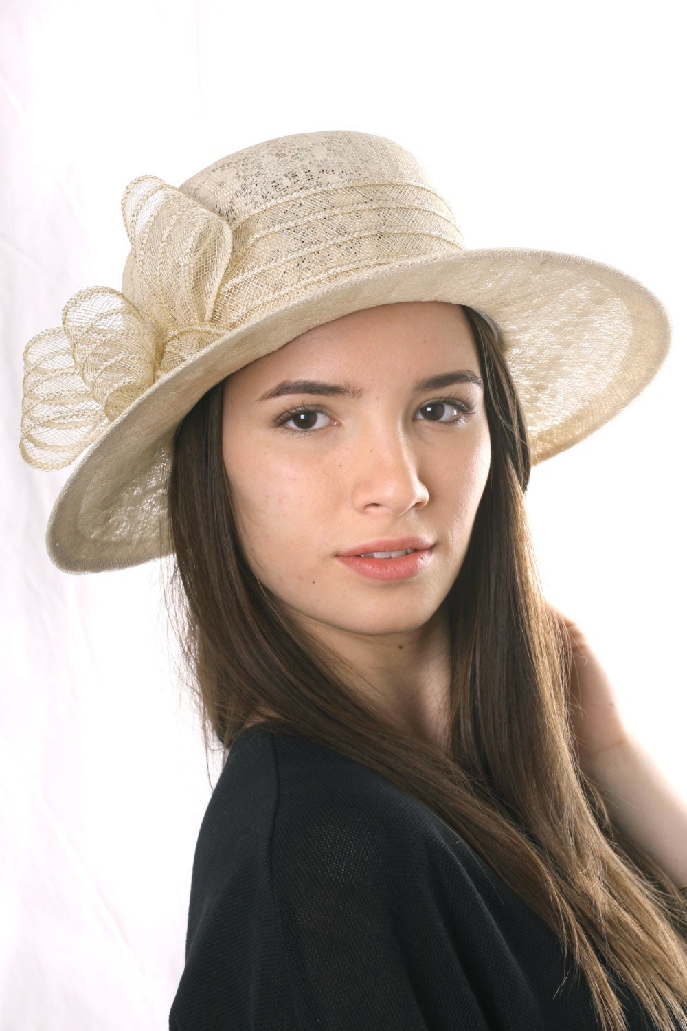 Elegant Cream Wide-Brim Hat Lack of Color Elegant Cream Rancher Wide-Brim Hat main image 3
