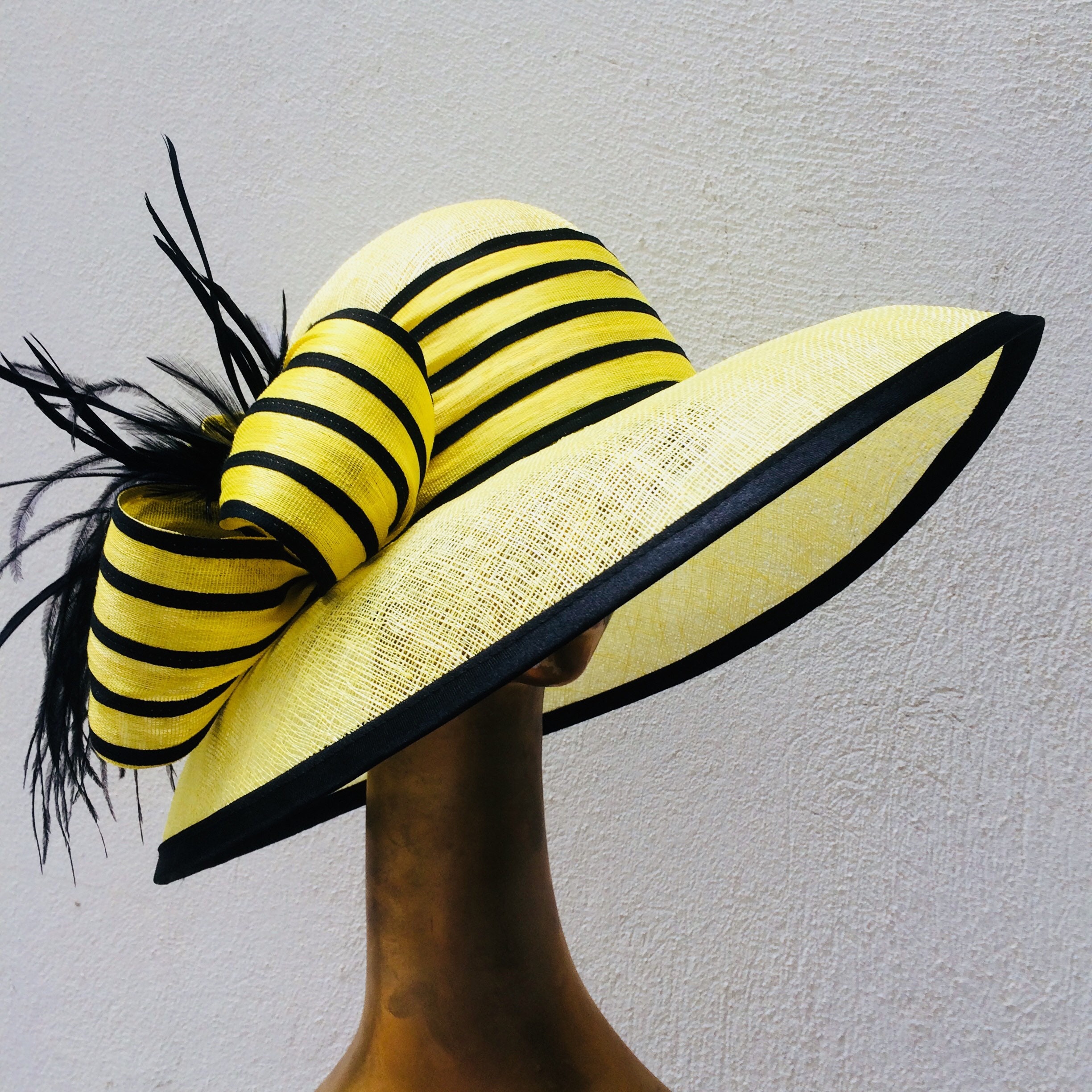 Kentucky Derby Hat, Yellow With Black Hat, Widebrim Hat, Tea  display picture 1