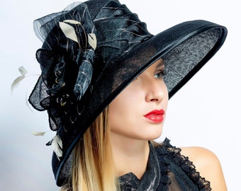 Kentucky derby hat, Ascot wide brim hat, race season hat, Royal ascot, Wedding Party hat, Audrey Hepburn hat, elegant hat, Melbourne cup hat