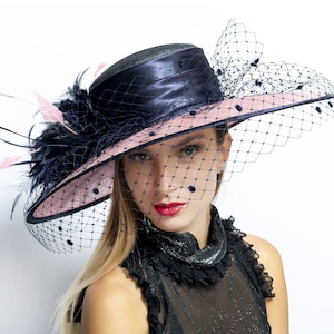 Melbourne Cup Hat, Kentucky derby hat, Ascot wide brim hat, award winning hat, ascot hat, Wedding Party hat, Audrey Hepburn hat, elegant hat image 1
